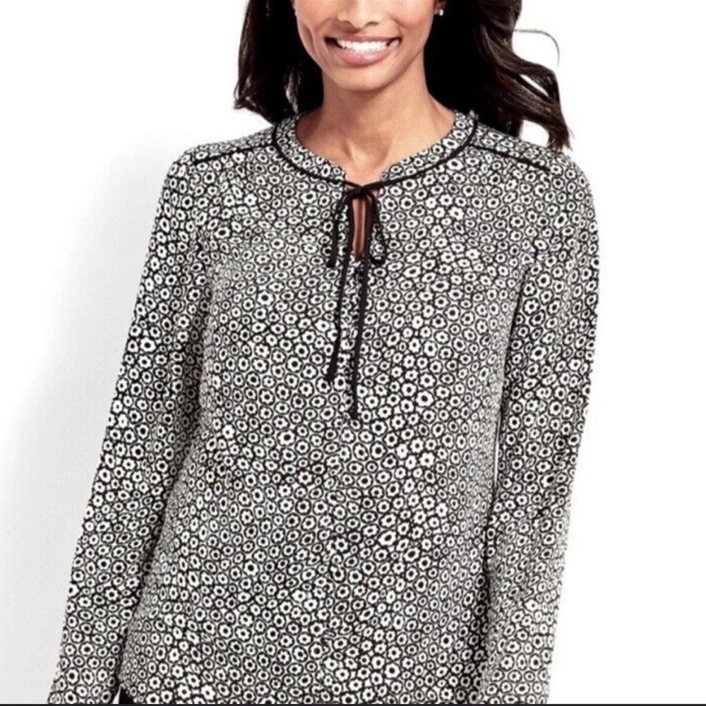 Talbots Floral Black n White Woman’s XS Blouse